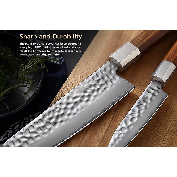 Cross-border best-selling professional Japanese Sanhe steel 7-inch small kitchen knives, Santoku knives, chef knives, kitchen knives, and Western food knife sets Specification drawing