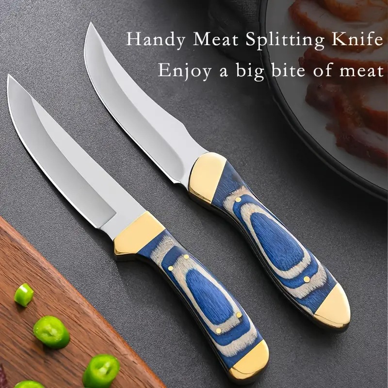 Pure copper-headed Mongolian hand-handled meat knife, fruit knife, portable knife for outdoor camping, meat knife, meat cutting knife, Western cuisine knife full figure