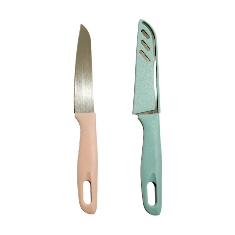 Wholesale fruit knives, peelers, peeling knives, portable knives with sleeves, household fruit knives, stainless steel fruit peel knives Item Picture