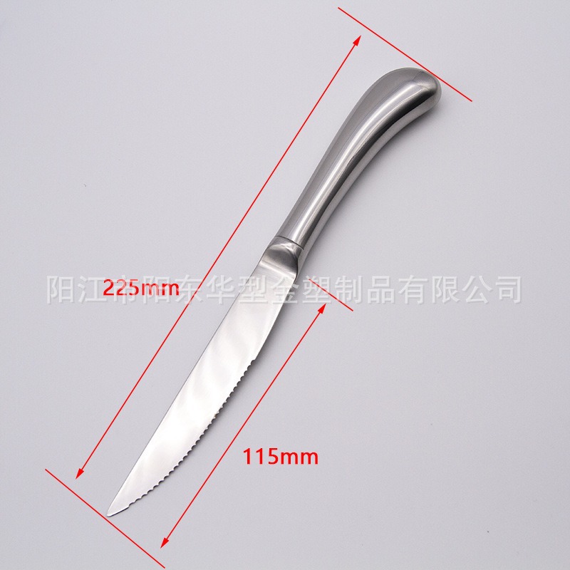 A 6-piece set of stainless steel hollow handle one-piece seamless welded serrated steak knife Specification drawing