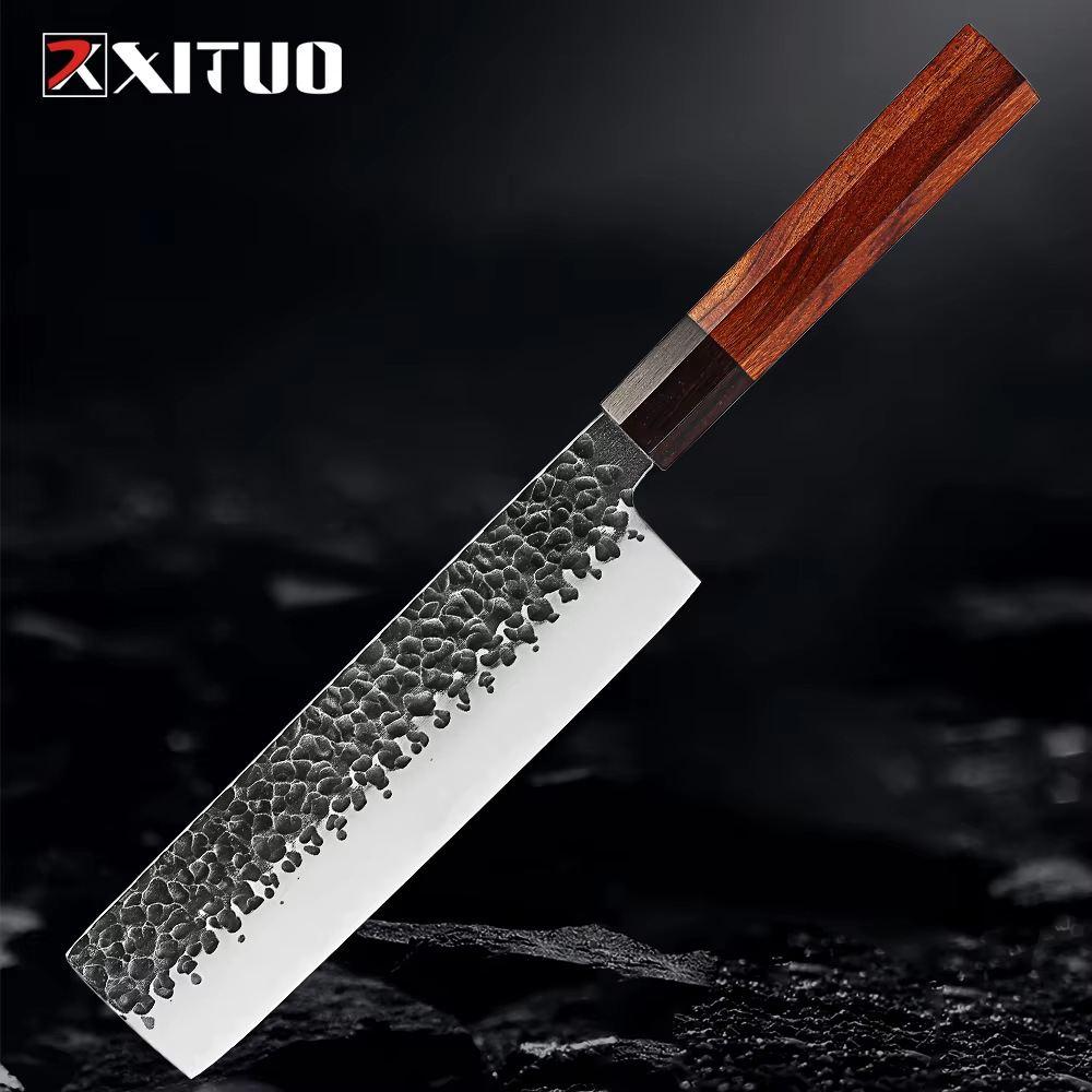 Handcrafted Japanese chef knives, hammered household kitchen knives, ladies' small kitchen knives, cooking kitchen knives, household slicing knives full figure