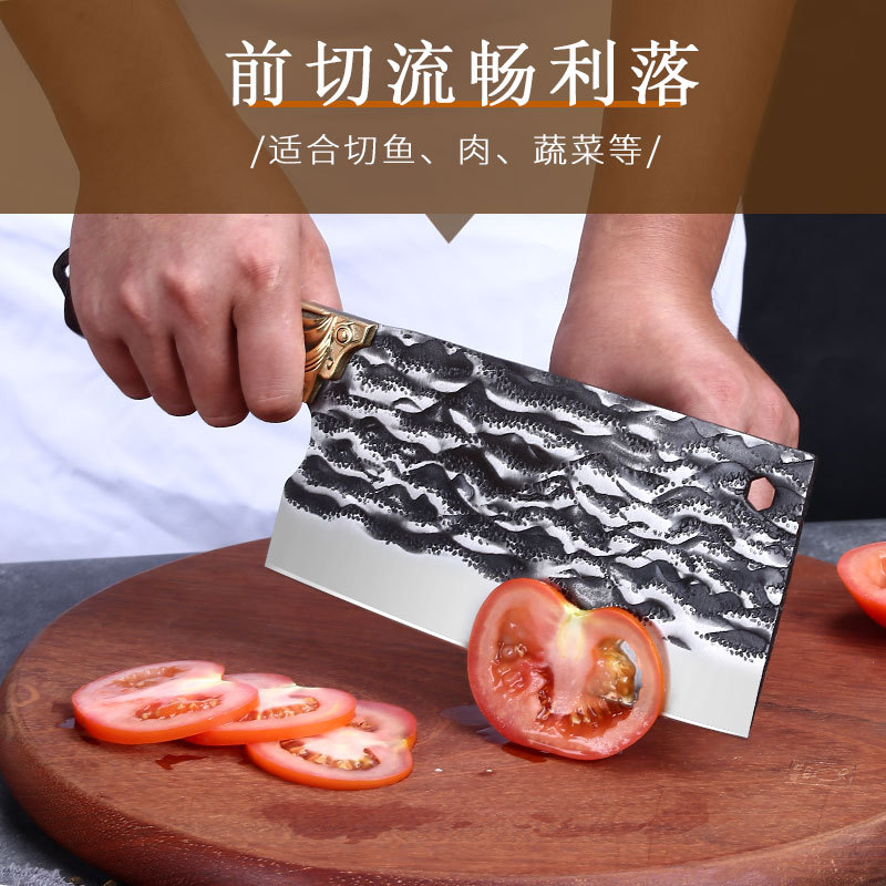 Hand-forged kitchen knives, colored wood copper-tipped bone-cutting knives, kitchen household slicing knives, hotel commercial chef knives, chopping knives Specification drawing