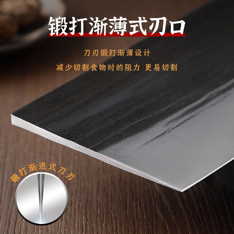 In stock, Yangjiang knives, wooden-handled chopping knives, sharp edges, forged kitchen knives, household kitchen chopping knives, meat cutting knives, retro style Specification drawing