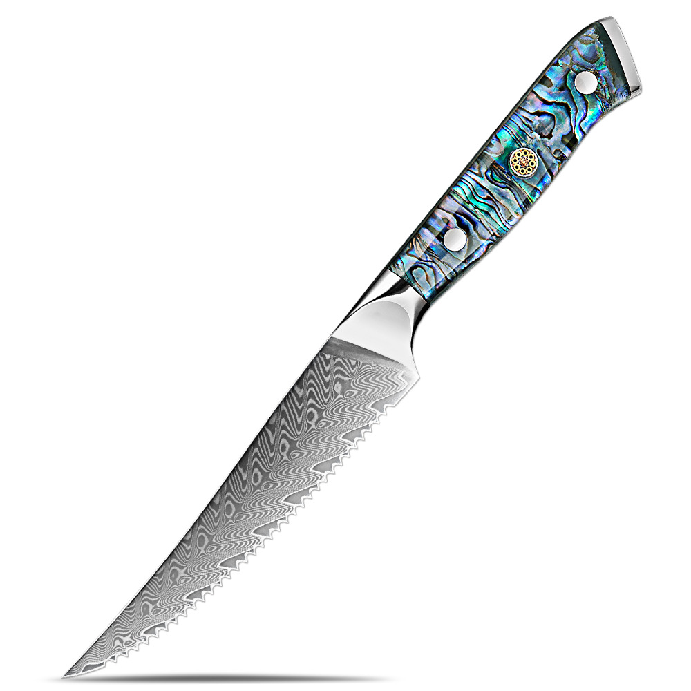 Steak knife, steak knife, Western chef knife, meat cutting knife, ox knife, Damascus steel knife, sharp restaurant knives Item Picture