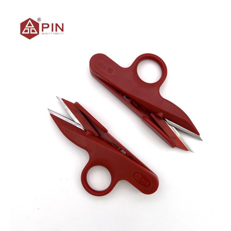 Pin Zi 800 finger-protecting yarn scissors, anti-slip plastic-handled cross-stitch sewing thread end scissors, small scissors Item Picture