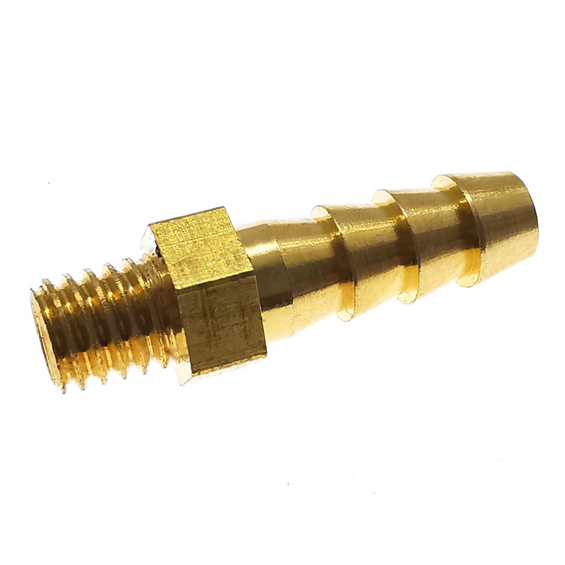 Miniature pagoda mini short external thread M5, M6, M8 copper 3, 4, 5, 6, 8 mm flexible hose, rubber hose and air hose joint Item Picture