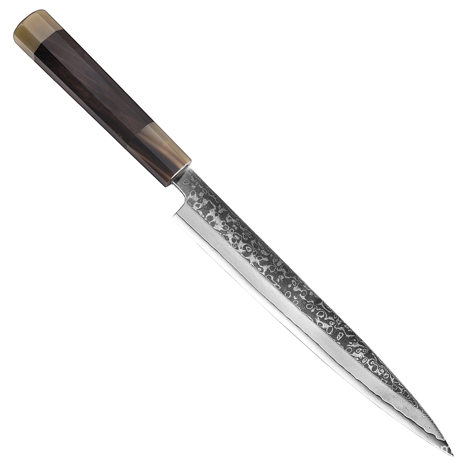 Malaysian leather steel ebony + double bull horn handle knife. Malaysian leather steel ebony double bull horn handle camping Item Picture