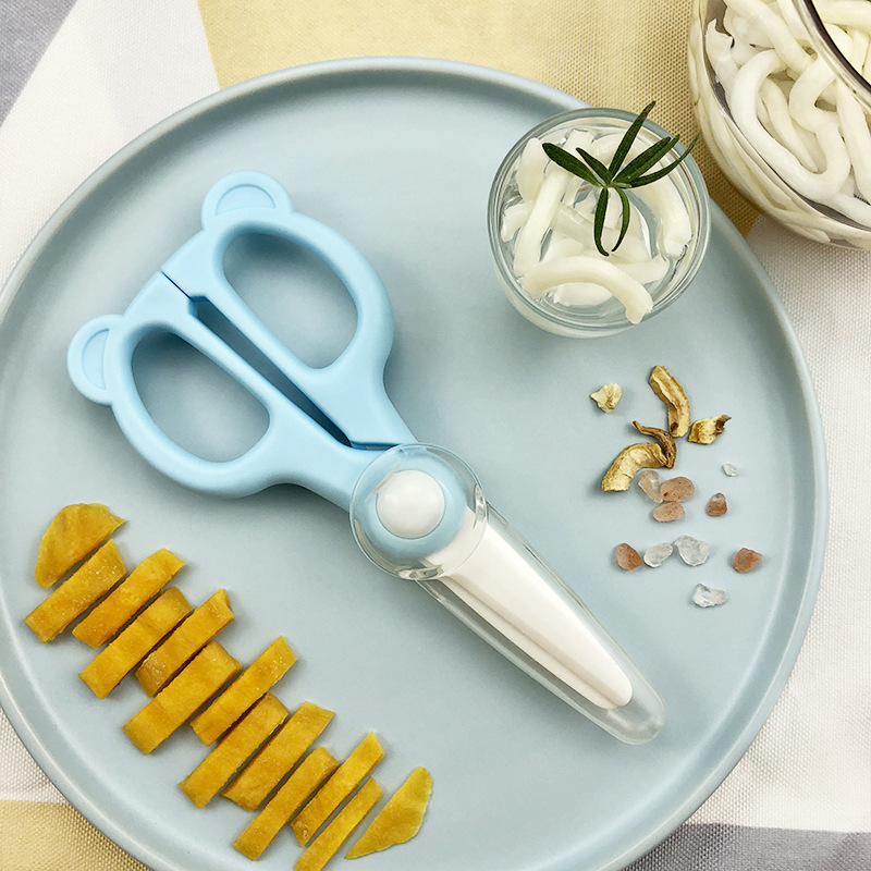 Baby ceramic scissors, baby food scissors, kitchen scissors with shears, household kitchen food scissors and knives in stock Specification drawing