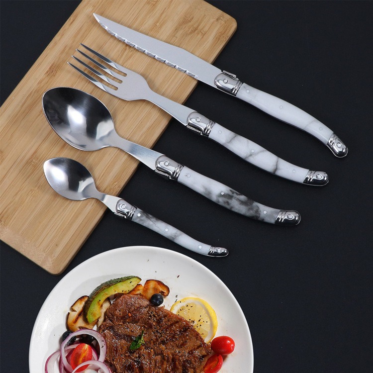 Plate steak knife and fork, marble-patterned dining knife, Western restaurant steak knife Specification drawing