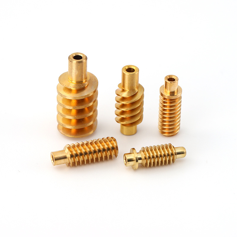 Precision copper worm gears with small module, single head, double head and multiple heads ranging from 0.1 to 1.5 modules are processed by the through-feed machine for micro-reducers Item Picture