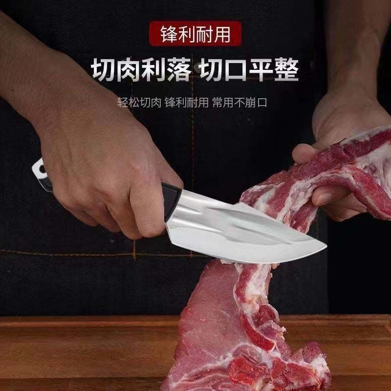 Mongolian hand-held meat knife, forged from high manganese steel, pure handcrafted meat cutting, barbecue knife, meat pickling, steak, fruit knife Specification drawing