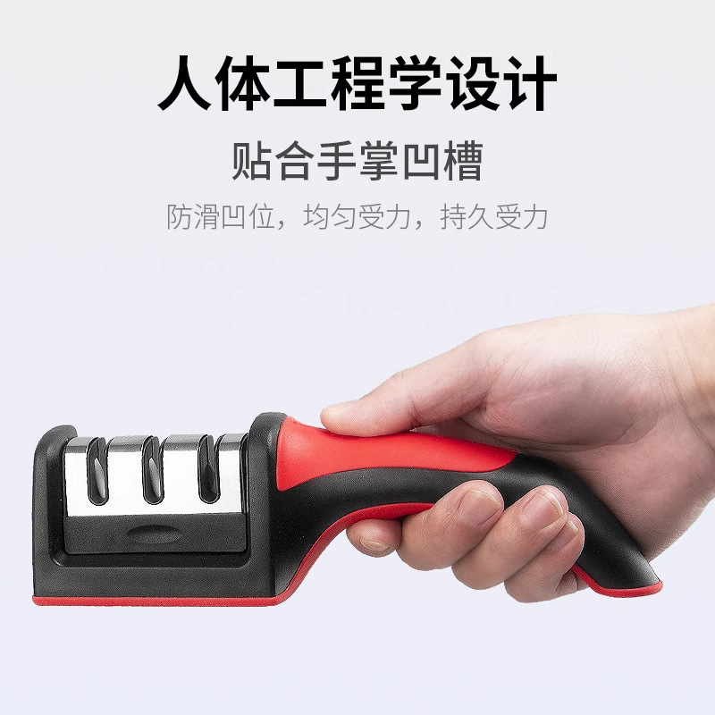 Kitchen household knife sharpener, multi-functional three-stage whetstone, manual knife sharpener, tungsten steel kitchen knife sharpener details Picture