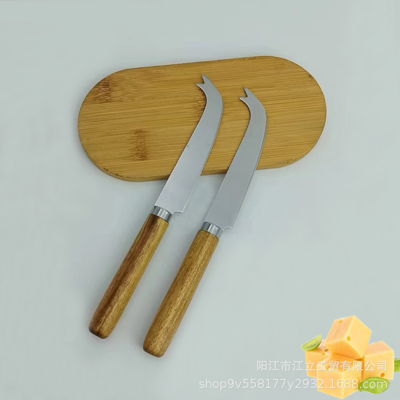Acacia wooden-handled stainless steel cheese knife, cream knife, cheese knife, butter knife, slicer, baking tools details Picture