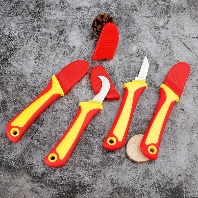Insulated electrician's knife, curved edge plastic handle electrician's knife, cable stripping knife, cable cutting tool, wire remover tool details Picture