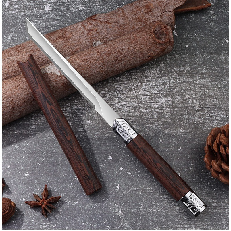 Outdoor survival knife, self-defense knife, one-piece keel knife, sharp small straight knife for outdoor camping, household magic pen knife Specification drawing