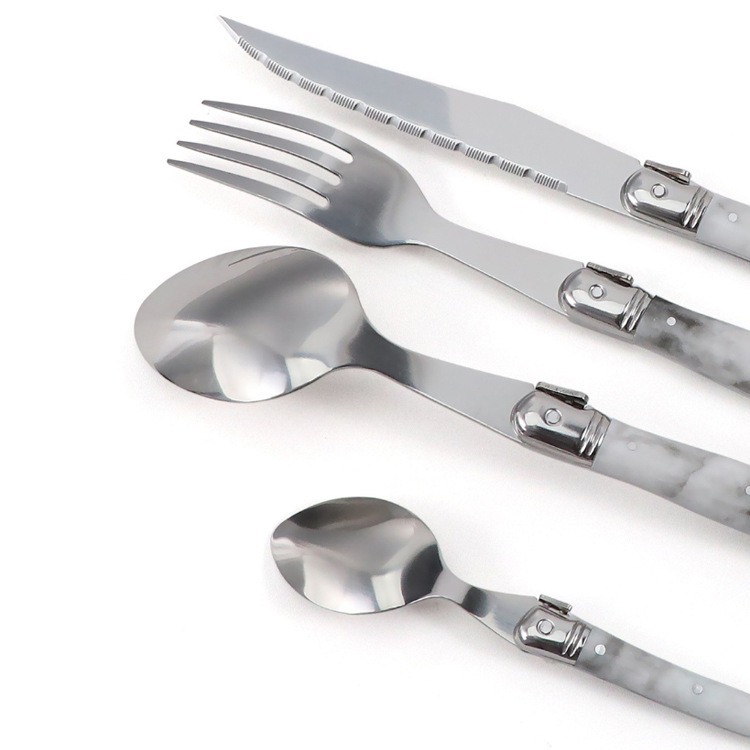 Plate steak, knife and fork, milky white dining knife, Western restaurant steak, knife and fork soup Application Scenario