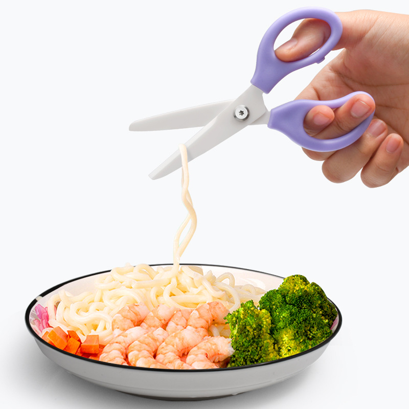 Cooked food scissors, ceramic scissors, kitchen scissors, food scissors, vegetable scissors, kitchenware, baby and toddler complementary food scissors Specification drawing