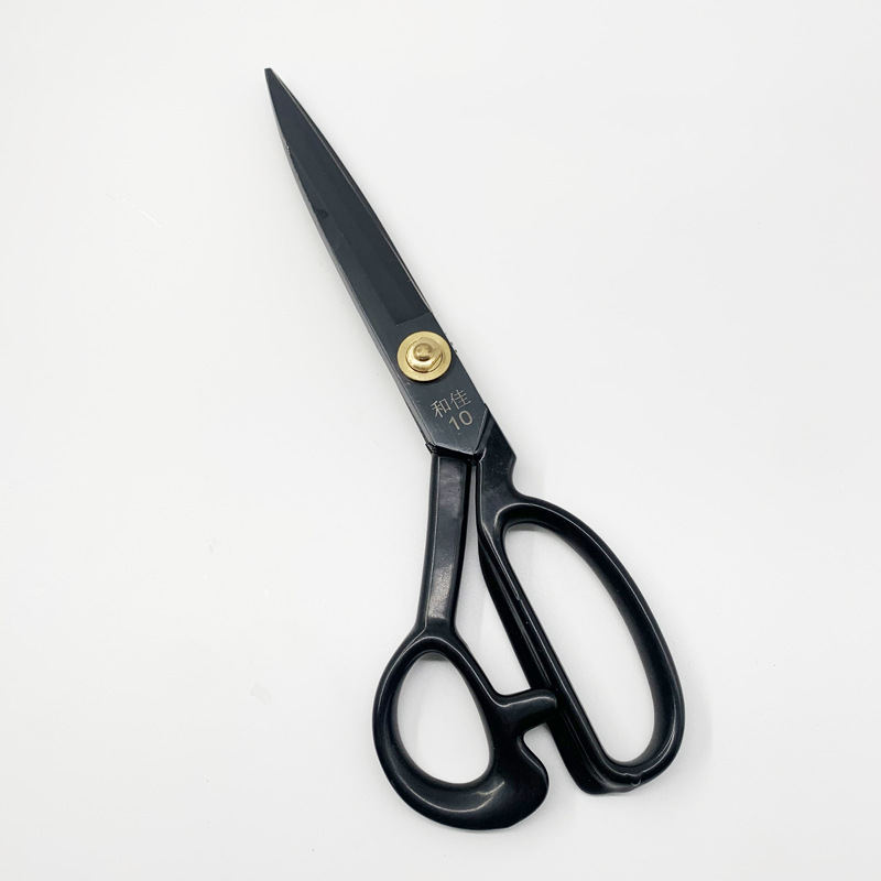 Wholesale of tailor scissors, carbon steel cutting scissors, large black clothing scissors, 10-inch, 11-inch, 12-inch industrial fabric cutting scissors Item Picture