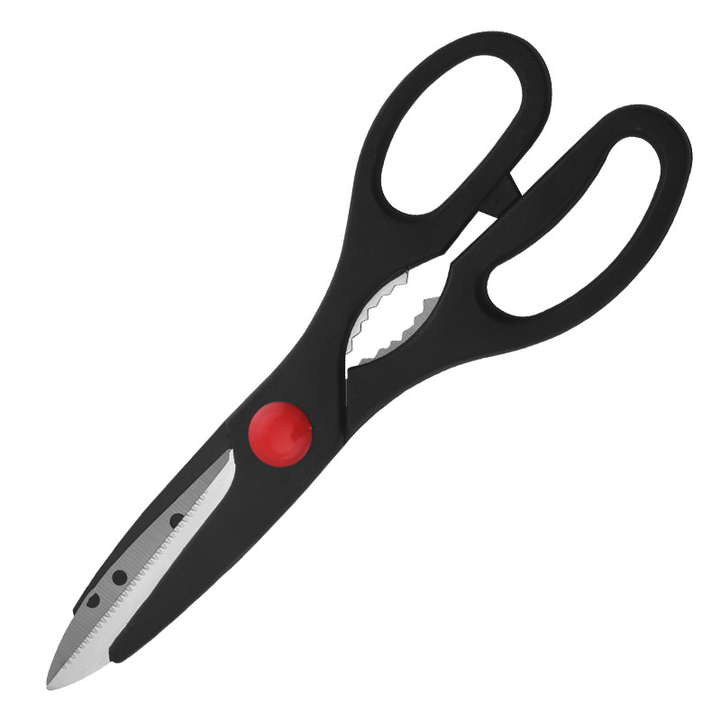 Factory wholesale stainless steel multi-functional kitchen scissors 9110. The scissors can hold walnuts and are multi-purpose kitchen scissors Application Scenario