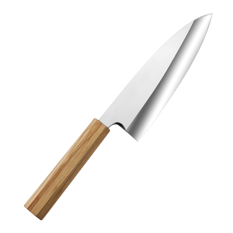 The fish head knife is a Japanese cuisine knife specifically designed for chopping salmon, cutting sashimi, and serving sushi. It is a professional fish slice knife Item Picture