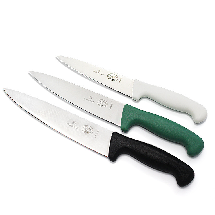 Colored handle splitters, hotel kitchen color splitters, chef's knives, head chef's knives, commercial ox knives for meat slicing, Western-style kitchen knives Specification drawing