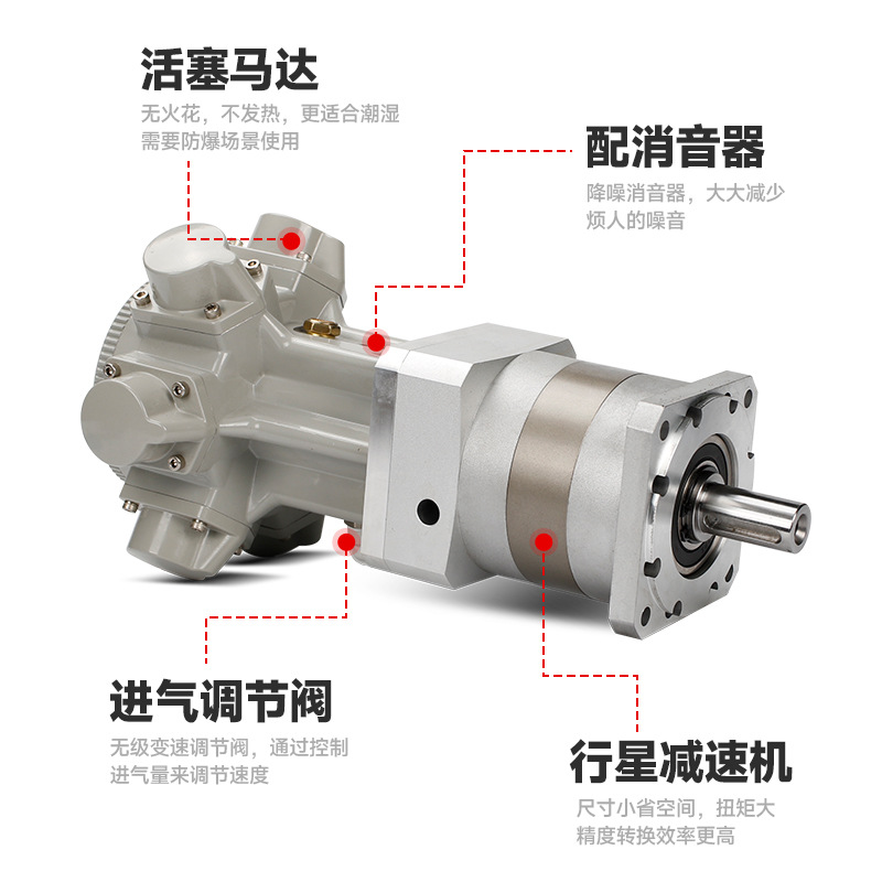 High-torque explosion-proof piston pneumatic motor planetary reduction stirring transmission, high power for forward and reverse rotation, 1100 speed ratio Application Scenario