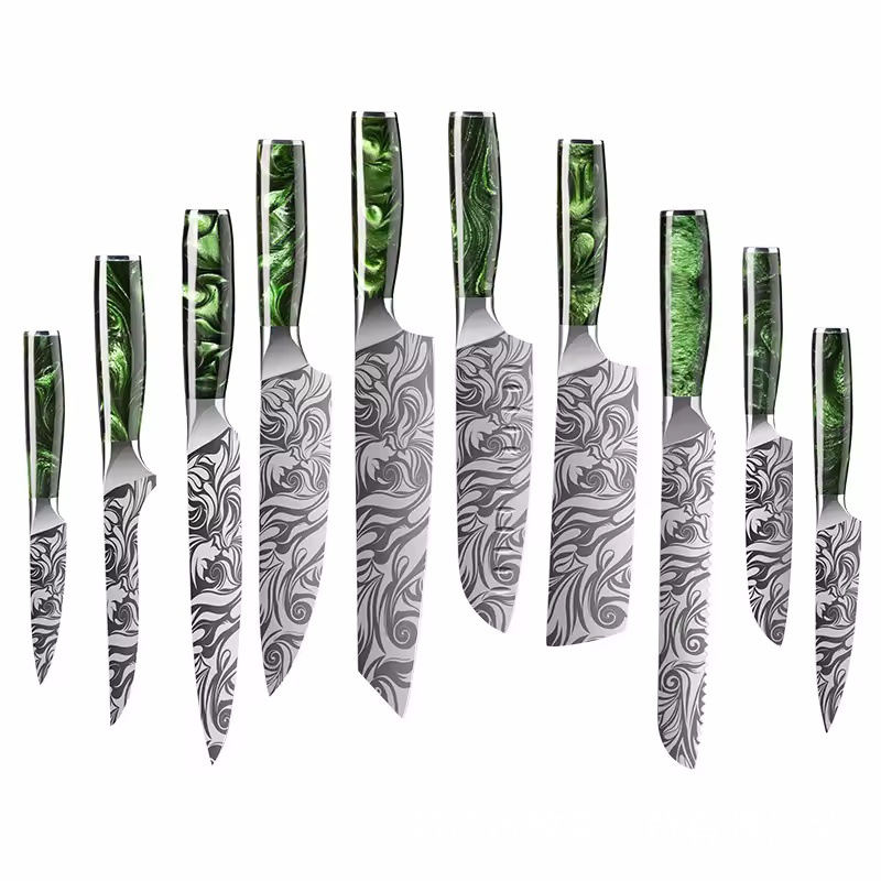 5cr15 stainless steel resin-patterned set knives, chef knives, Santoku knives and small kitchen knives are best-selling on Amazon. Original manufacturer Item Picture