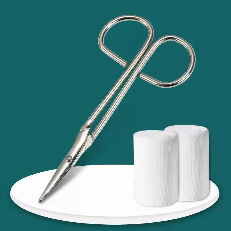 Stainless steel scissors, bandage scissors, gauze scissors, household bulk survival first aid kit accessories, metal small scissors factory wholesale full figure