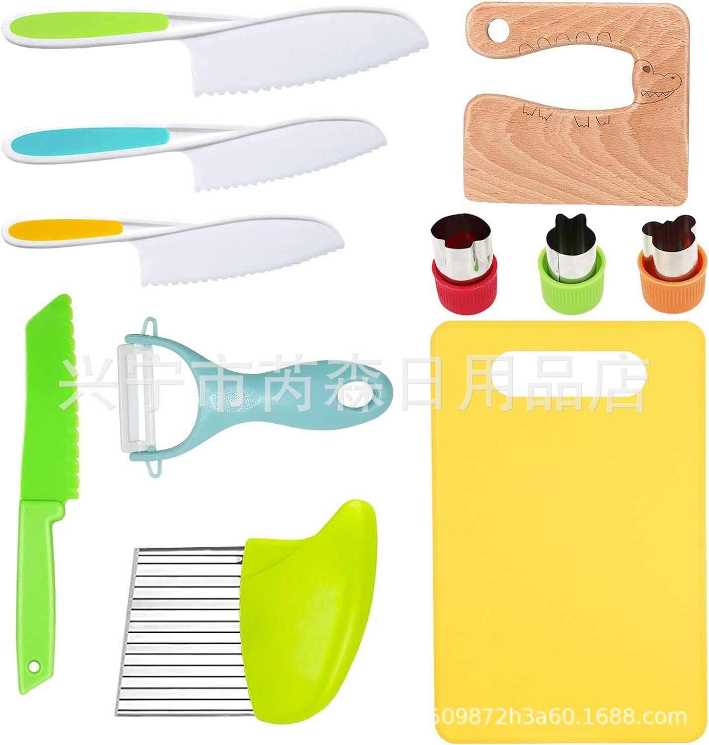 Children's knife sets, chopping board knives, toy wooden knives, early education children's plastic fruit knife sets Specification drawing