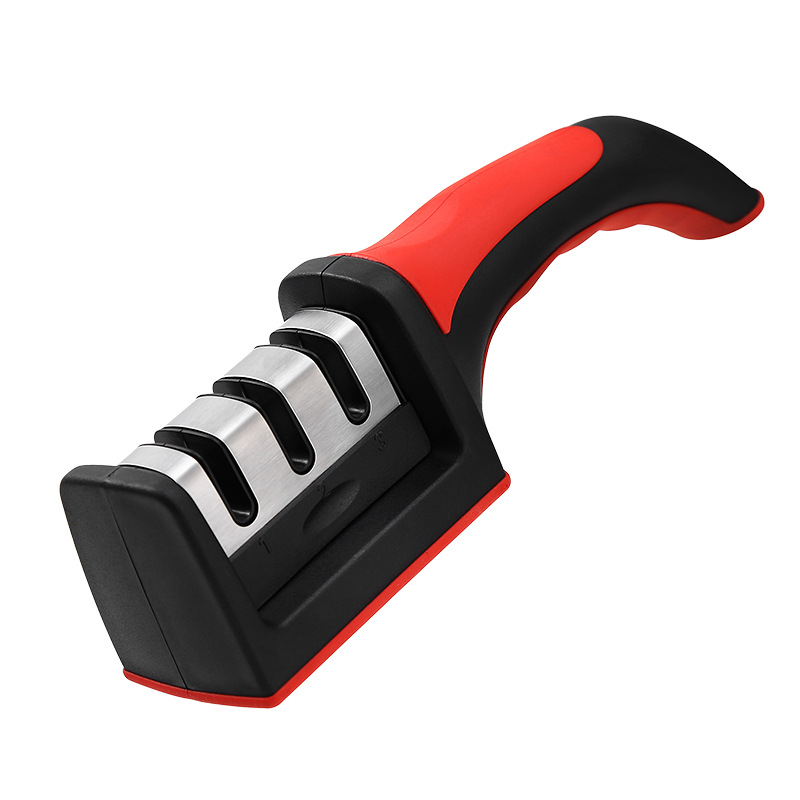 Wholesale of household knife sharpeners, whetstones, kitchen small tools, multi-functional handheld quick three-stage knife sharpeners Item Picture