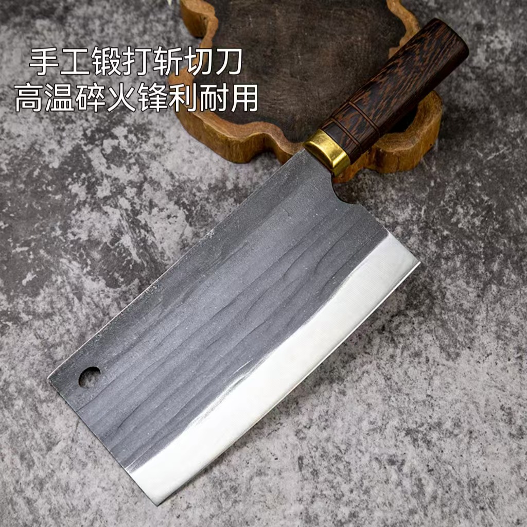 Forged thickened back kitchen knife, commercial cooked food, roast meat, and food stall chefs' special cutting knife, sharp blade, household knife full figure