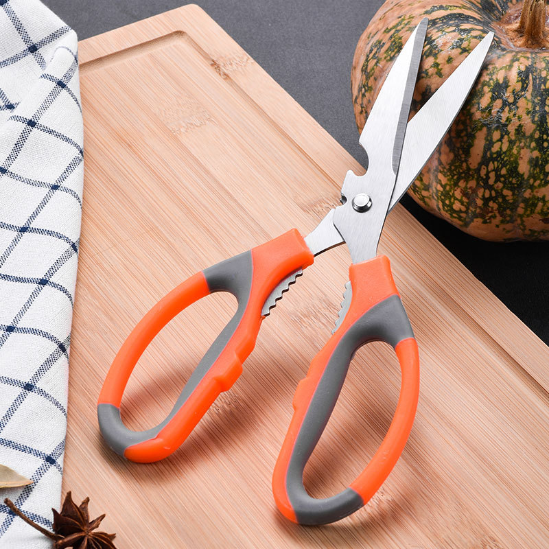 Scissors, household kitchen scissors, stainless steel scissors, multi-functional powerful scissors, chicken, duck and fish bone scissors, barbecue scissors, factory direct sales details Picture