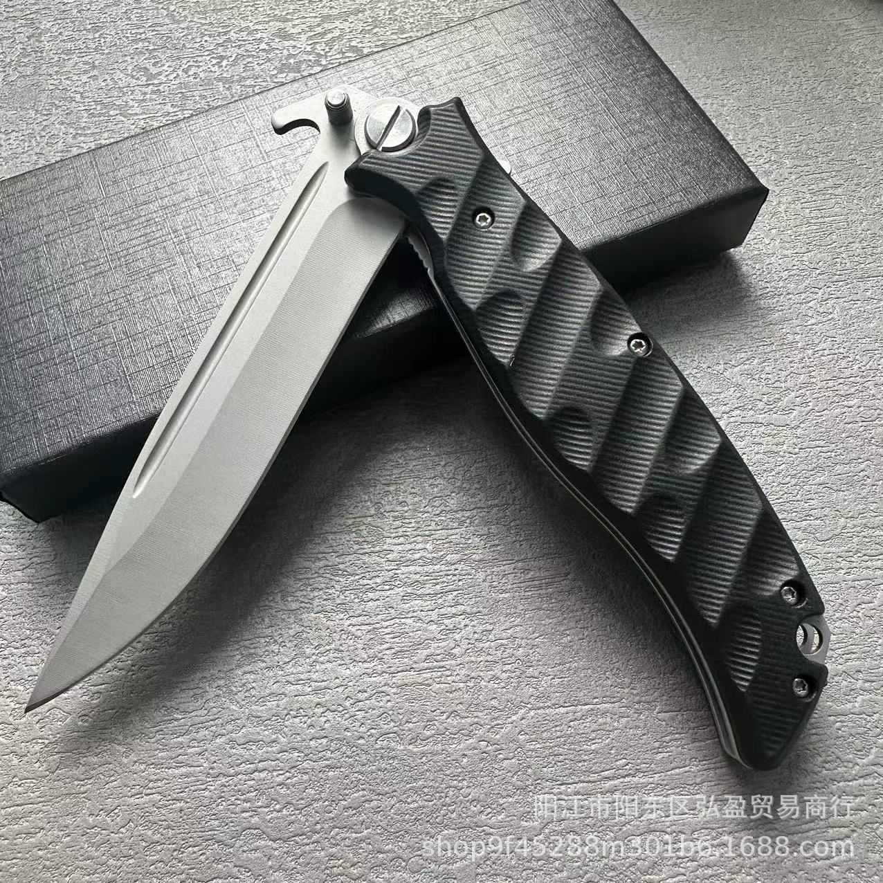 Outdoor high-hardness carbon fiber handle folding knife, sharp folding knife for camping survival, car self-defense, household fruit knife full figure