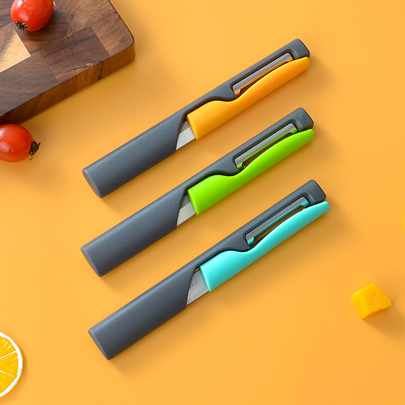 Stainless steel fruit knife and melon peeler set, fruit peeler, kitchen potato peeler, creative multi-functional knife and peeler in one full figure
