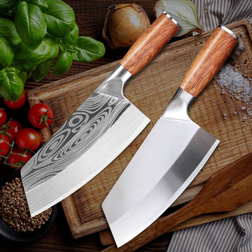 Cross-border Damascus pattern chef's knife, multi-purpose kitchen knife, household stainless steel meat and slice knife, ladies' slice knife full figure