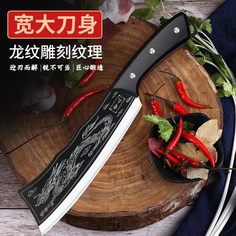 Longquan forged bone-chopping knife, butcher's special wood-chopping knife, outdoor wood-splitting knife, household kitchen sharp bone-chopping and bone-cutting knife full figure