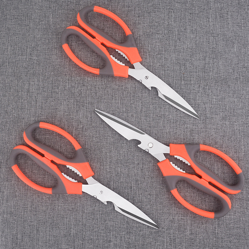 Stainless steel barbecue food kitchen scissors, multi-functional k024 office scissors, plastic handle household scissors manufacturer wholesale Application Scenario