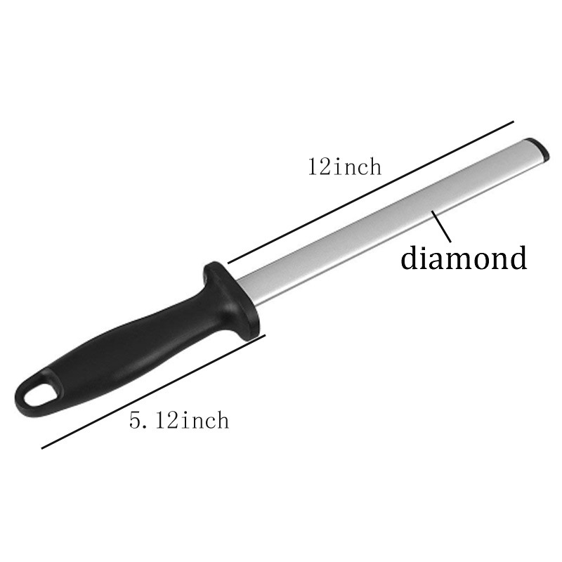 12-inch diamond sharpening rod for slaughterhouses, diamond sharpening rod wholesale Specification drawing