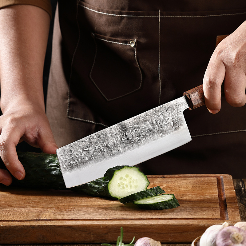 Forged chef's Japanese Santoku knife, octagonal handle, ebony kitchen knife, hand-hammered stainless steel ox knife, cutting set, small kitchen knife Specification drawing