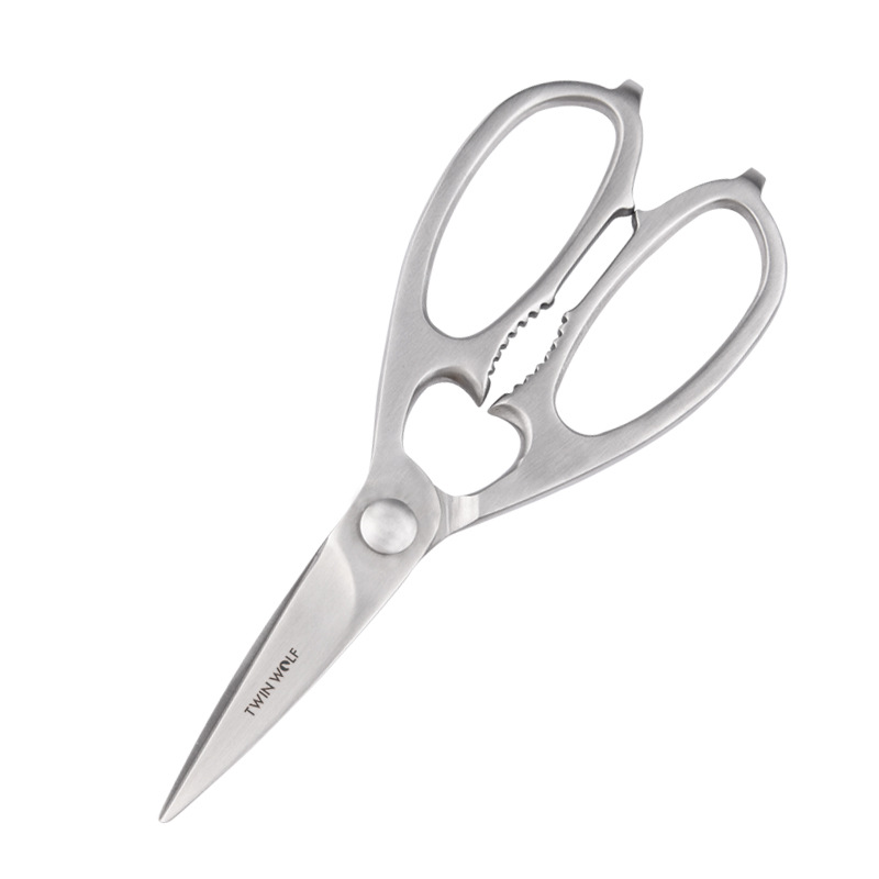 Twin Wolf kitchen Scissors, all-stainless steel chicken bone scissors, household multi-functional scissors, all-steel kitchen scissors, baby food scissors Item Picture