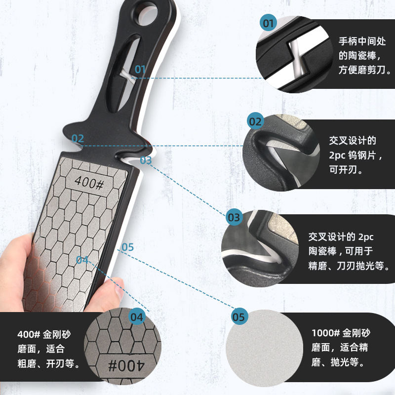 Carefully selected DMD kitchen multi-functional ceramic diamond whetstone sharpener for kitchen knives and scissors Application Scenario