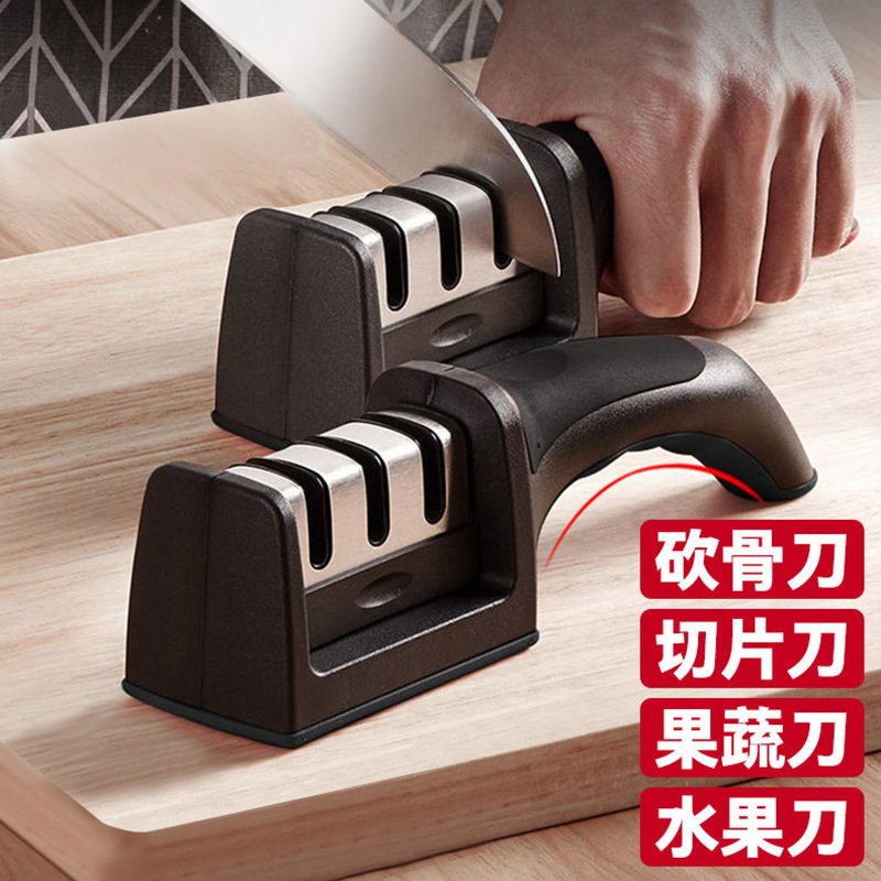 Cross-border kitchen knife sharpener, whetstone, manual quick sharpening tool, household tungsten steel sharpener, stainless steel knife sharpening rod full figure