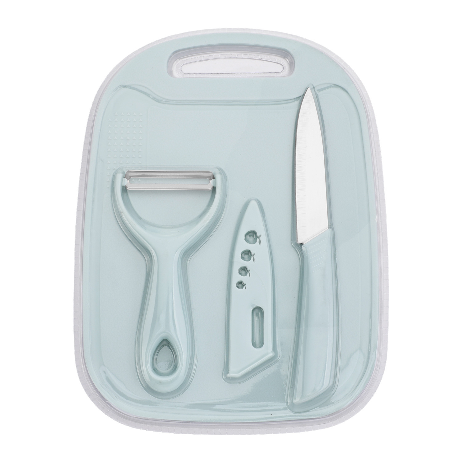 Wholesale portable cutting boards, knives, baby food sets, fruit knives, kitchen knives with cutting boards, three-piece sets, and complete kitchen sets Item Picture