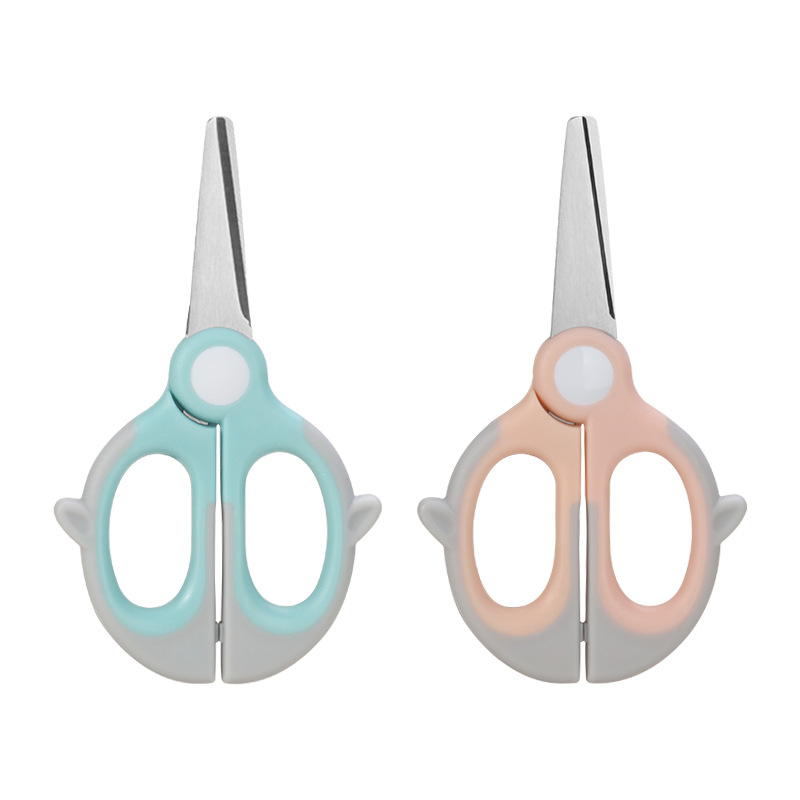 Baby food scissors can cut meat and vegetables. Stainless steel food scissors for children to take away when eating. Portable small scissors for infants Item Picture