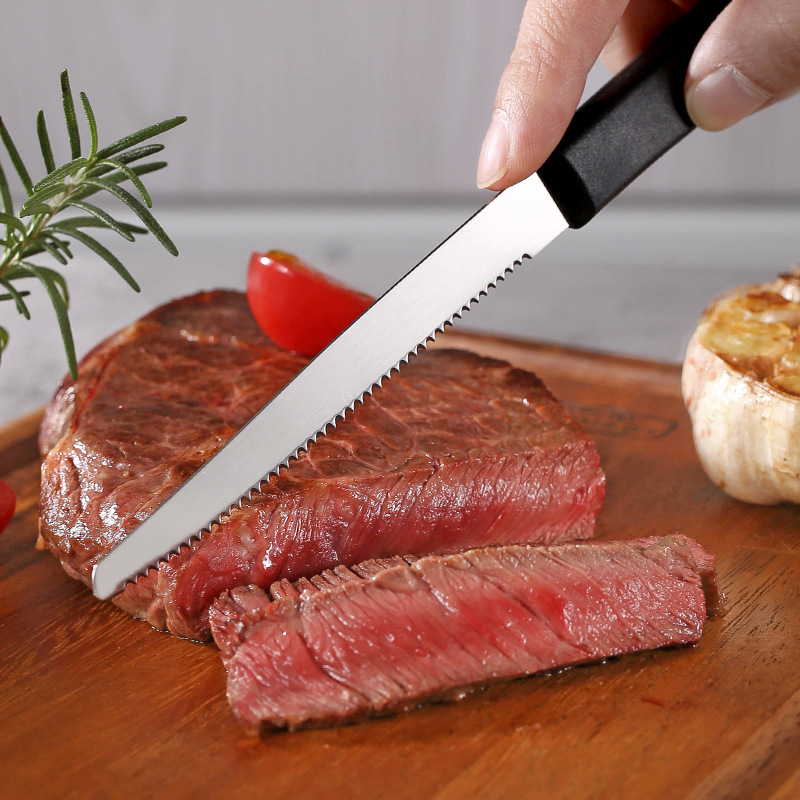 Stainless steel kitchenware and tableware for foreign trade, steak knives, steak knives, practical PP plastic handles for Western cuisine on Amazon details Picture