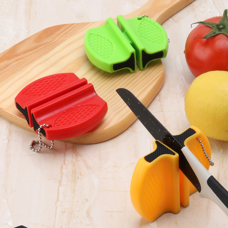 Household small mini knife sharpener type tungsten steel ceramic outdoor portable double-sided knife sharpener kitchen small tools details Picture