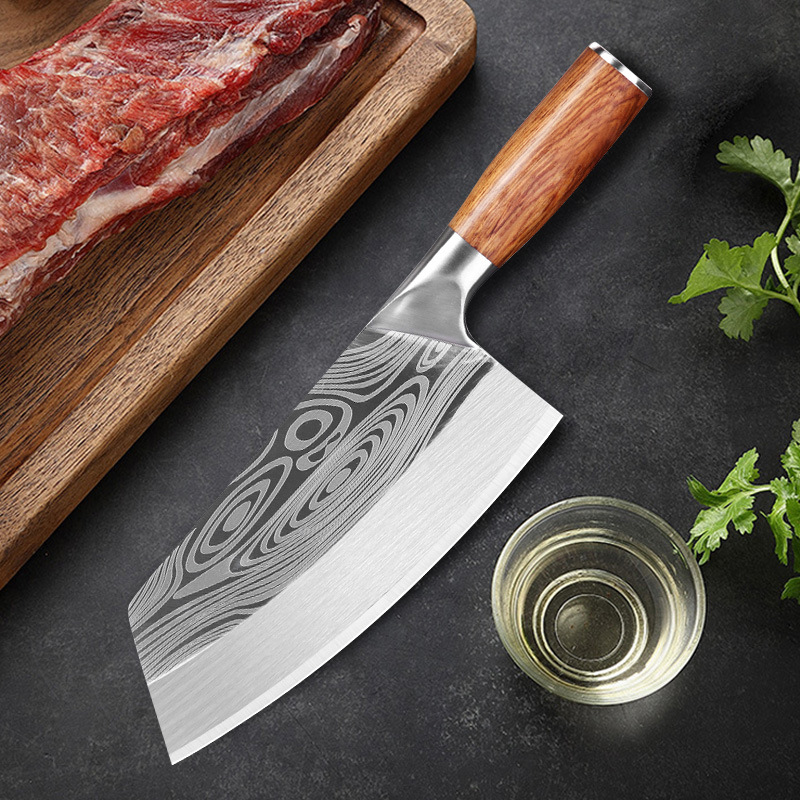 Cross-border Damascus pattern chef's knife, multi-purpose kitchen knife, household stainless steel meat and slice knife, ladies' slice knife Application Scenario