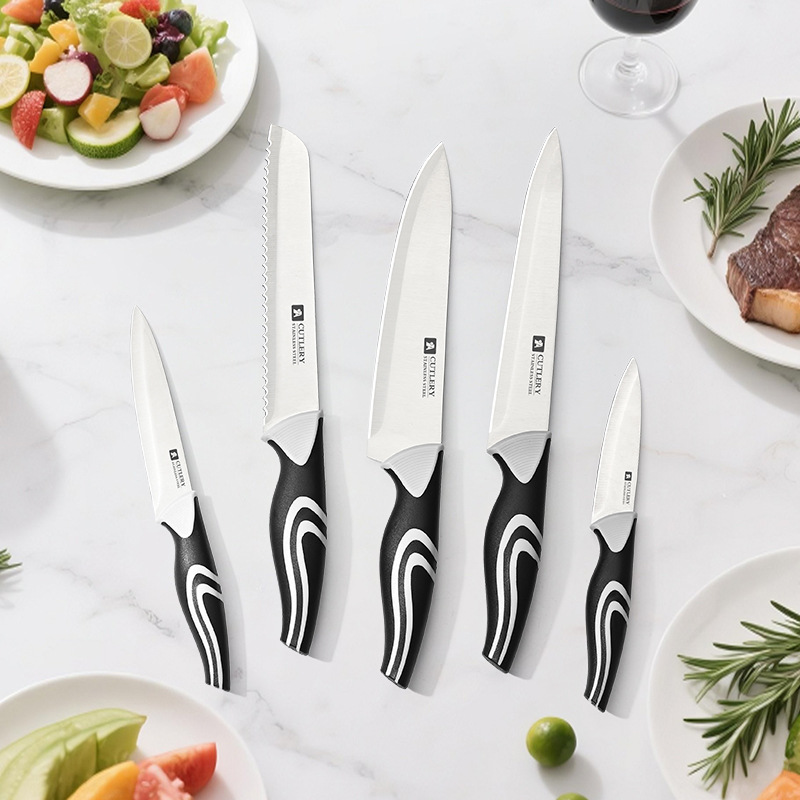 A brand knife set A38, 3Cr13 steel, PP handle, card slot, 8-inch chef knife, 5-inch all-purpose knife, 3-inch full figure