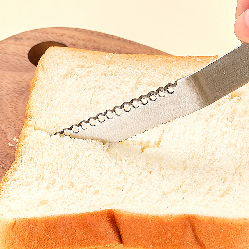Cross-border 304 stainless steel butter knife with holes, serrated knife, cheese and jam spatula, bread knife, butter knife Specification drawing