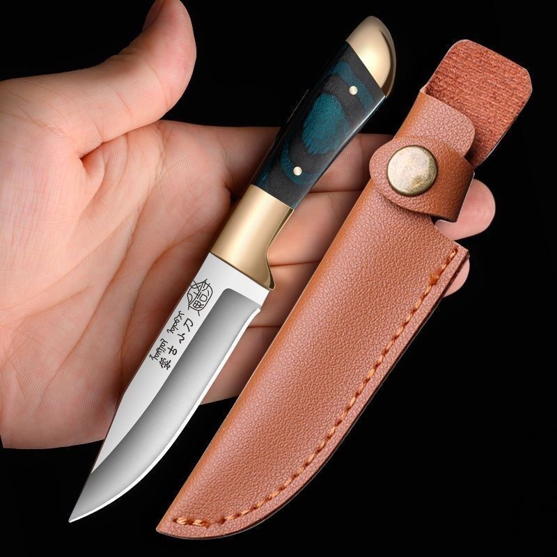 Mongolian hand-held meat knife, camping hand-pulled meat knife, fruit knife, barbecue meat knife, sharp knife, household bone-removing knife Specification drawing